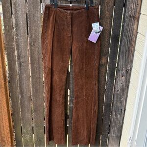 Venus Williams For Wilsons Leather Brown Suede Leather Bootcut Flare Pants Sz 2